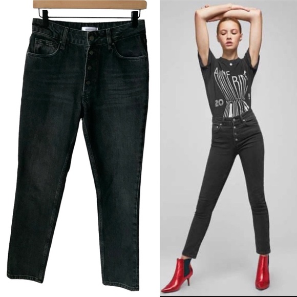 ANINE BING Jeans Straight Leg 90s Black Size 26 - Picture 1 of 13